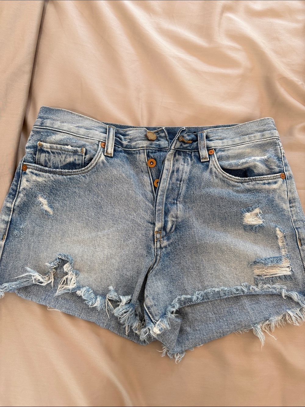 Blank NYC Light Blue Distressed Denim Cutoff Shorts